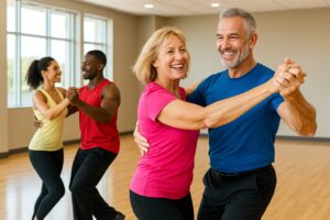 Is ballroom dancing good exercise – couple in ballroom dance class working out together