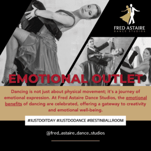 A suitable alt text for a photo in the blog could be: "Energetic ballroom dancers at Fred Astaire Dance Studio celebrating 'Just Do It' Day, showcasing joy and elegance in dance.