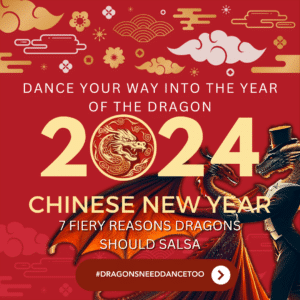 Dragons dancing salsa in the Year of the Dragon celebration